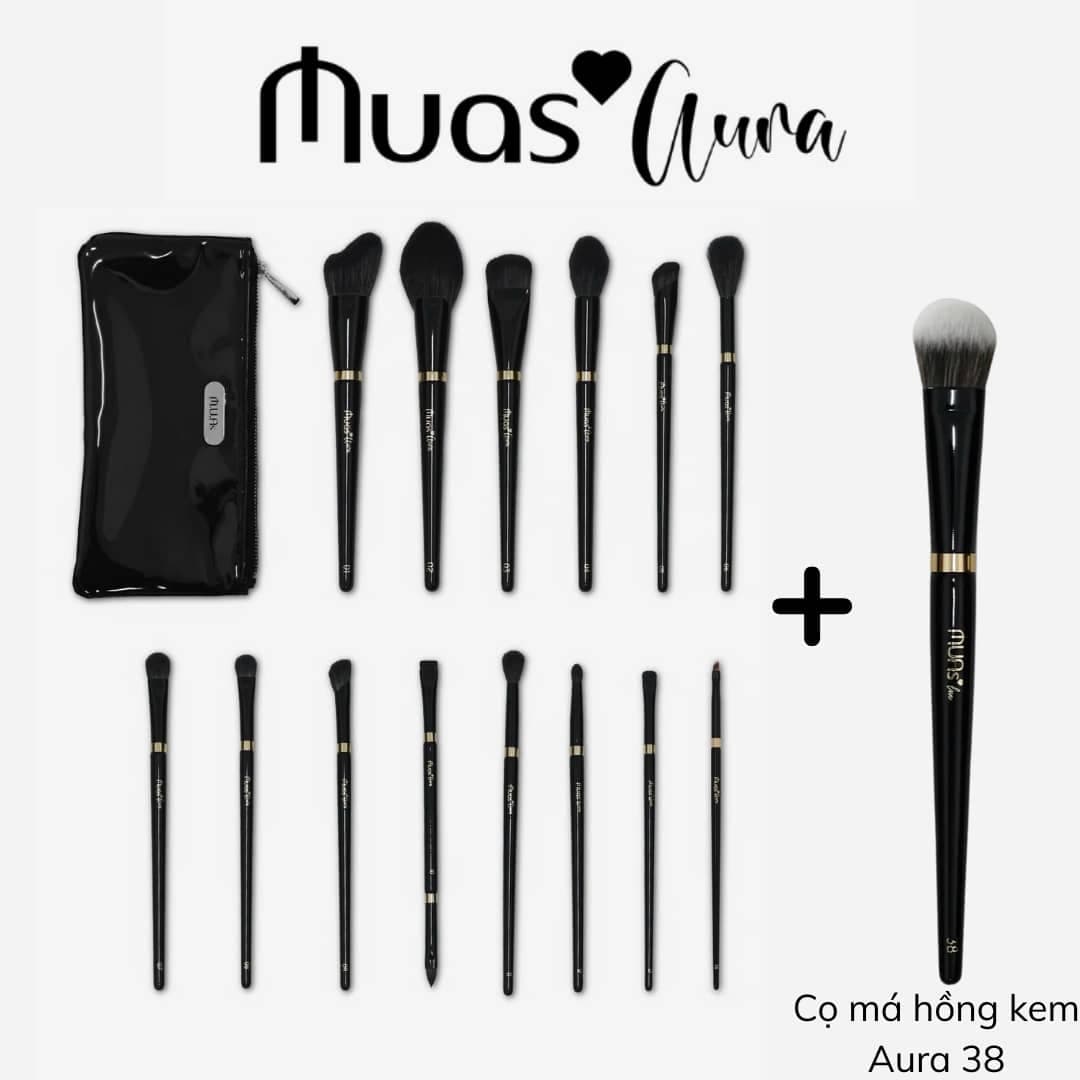 [Bộ cọ MUA.s Aura 14 cây tặng 1 trong 2] Bộ Cọ MUA.s Aura 14 Cây Kèm Túi Chất Lông Mền Mịn Bộ Cọ Trang Điểm Chuyên Nghiệp