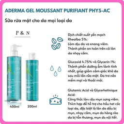 SỮA RỬA MẶT A-DERMA PHYS-AC GEL MOUSSANT PURIFIANT