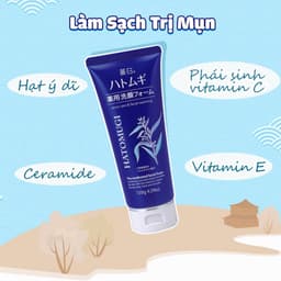 Sữa rửa mặt Hatomugi trị mụn dưỡng ẩm 130gr (xanh)