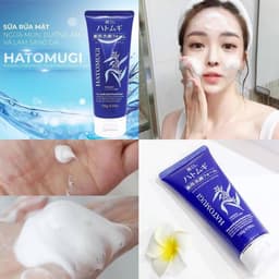 Sữa rửa mặt Hatomugi trị mụn dưỡng ẩm 130gr (xanh)